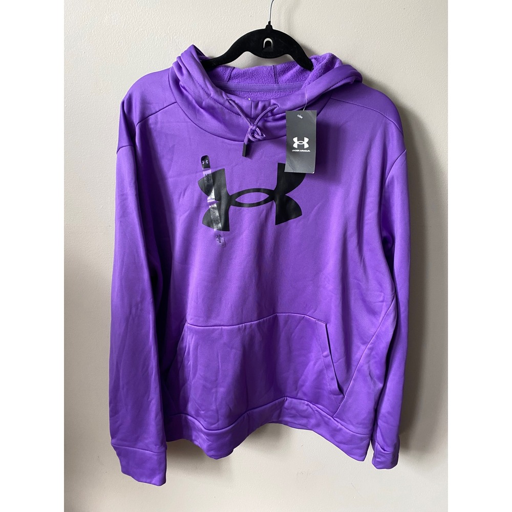 Under Armour Mens Purple Loose Fit Fleece Hoodie Sweatshirt athletic Casual